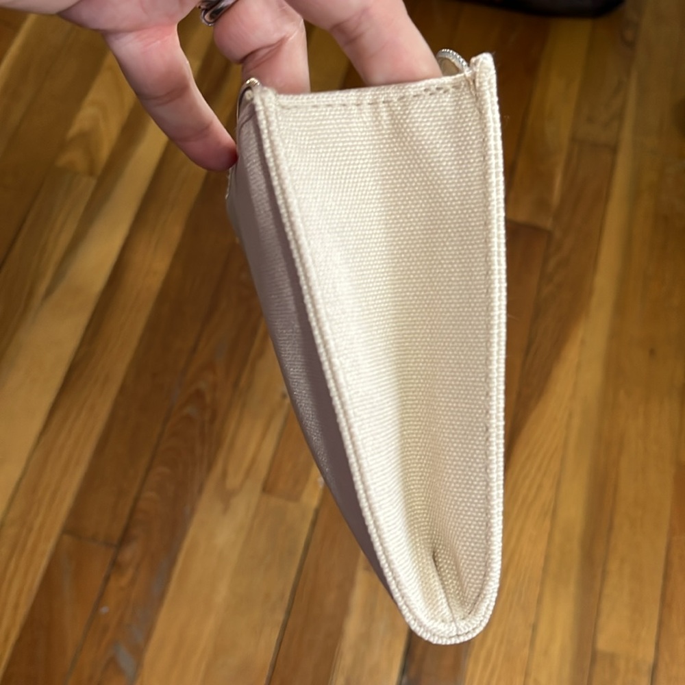 Dior CD Logo Expandable Canvas Clutch Makeup Pouch Cosmetic Bag Beige NWOT - Picture 7 of 14